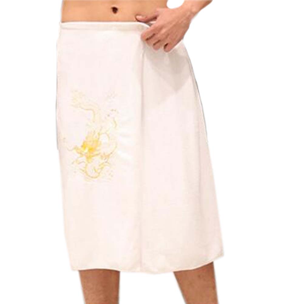 55 x 27 in. Mens Soft & Absorbent Shower Wrap Bath Towel, Ripple White