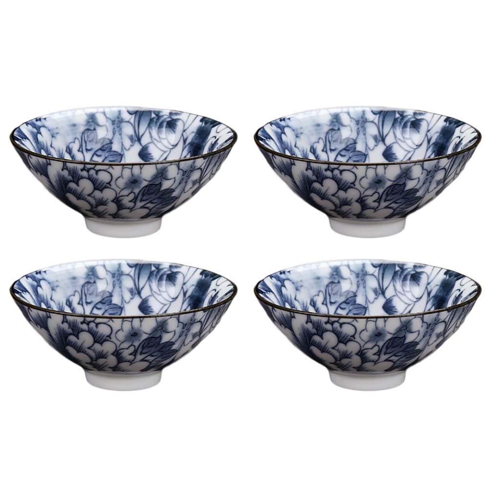 Picture of Panda Superstore PF-HOM367125011-DORIS00015-RP 1.3 oz Traditional Blue & White Ceramic Flower Chinese Kungfu Japanese Wine & Tea Cups, 4 Piece