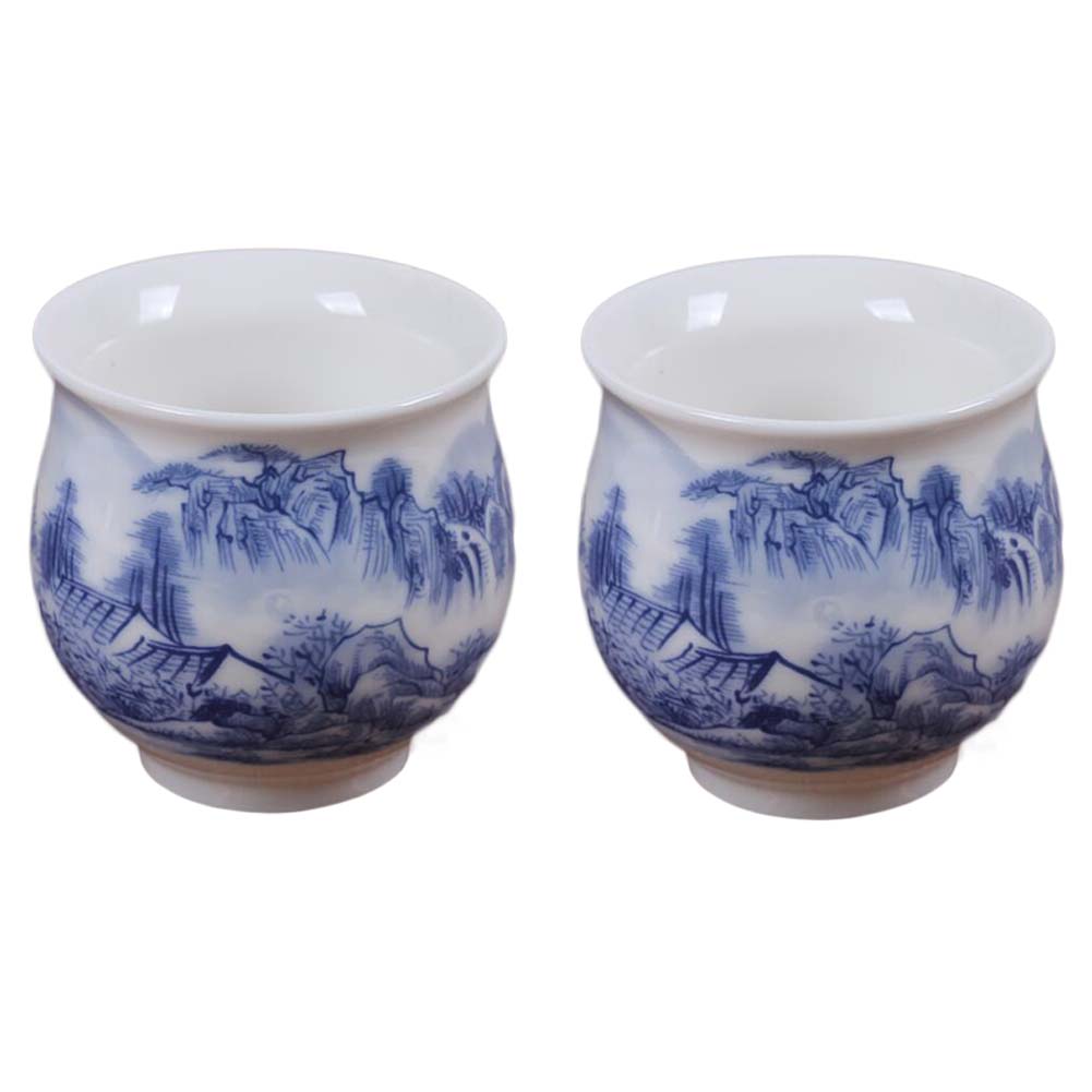 Picture of Panda Superstore PF-HOM367125011-DORIS00021-RP 3.4 oz Chinese Ceramic Kungfu Landscape Painting Wine & Tea Cup Set, White - 2 Piece