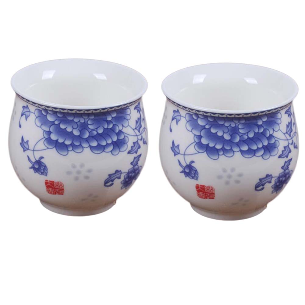 Picture of Panda Superstore PF-HOM367125011-DORIS00024-RP 3.4 oz Chinese Porcelain Kongfu Peony Japanese Tea Cups, White - 2 Piece