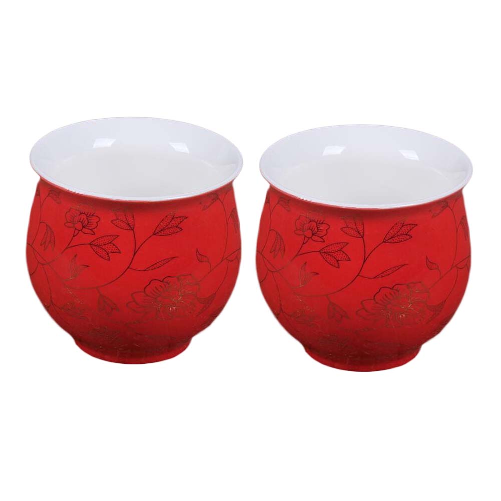 Picture of Panda Superstore PF-HOM367125011-DORIS00029-RP 3.4 oz Chinese Porcelain Red Kongfu Chinese Wedding Wine & Tea Cups, 2 Piece