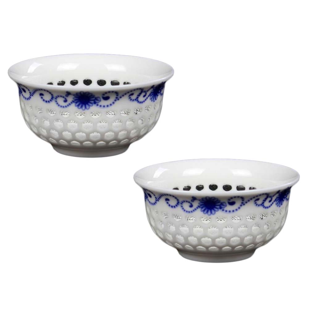 Picture of Panda Superstore PF-HOM367125011-DORIS00097-RP 0.9 oz Handmade Chinese Kungfu Hollow Out Japanese Sake Ceramic Mini Wine & Tea Cups, White - 2 Piece