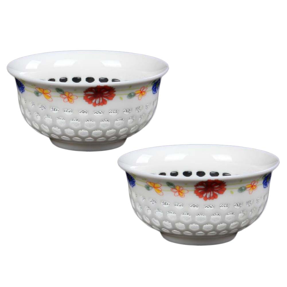 Picture of Panda Superstore PF-HOM367125011-DORIS00099-RP 0.9 oz Handmade Hollow Out Chinese Kungfu Japanese Sake Ceramic Wine & Tea Cups, White - 2 Piece