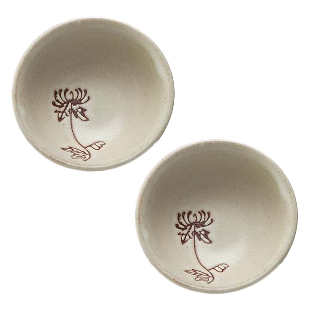 Picture of Panda Superstore PF-HOM367125011-DORIS00124-RP 2 oz Handcraft Crude Pottery Kungfu Japanese Chinese Ceramic Wine & Tea Cups, Chrysanthemum - Beige - 2 Piece
