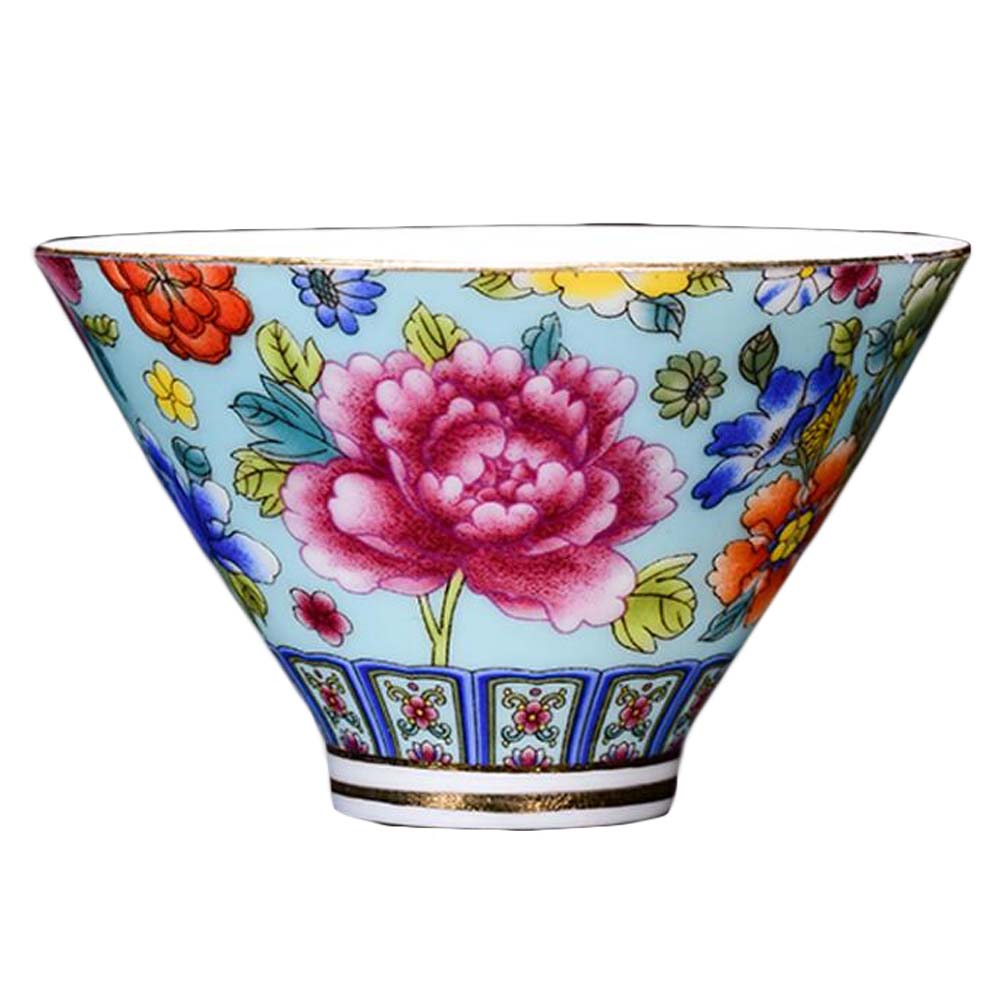 Picture of Panda Superstore PF-HOM367125011-DORIS02096-RP 2.5 oz Blue Flower Handmade Enamel Painted Porcelain Kungfu Chinese Wine & Tea Cup