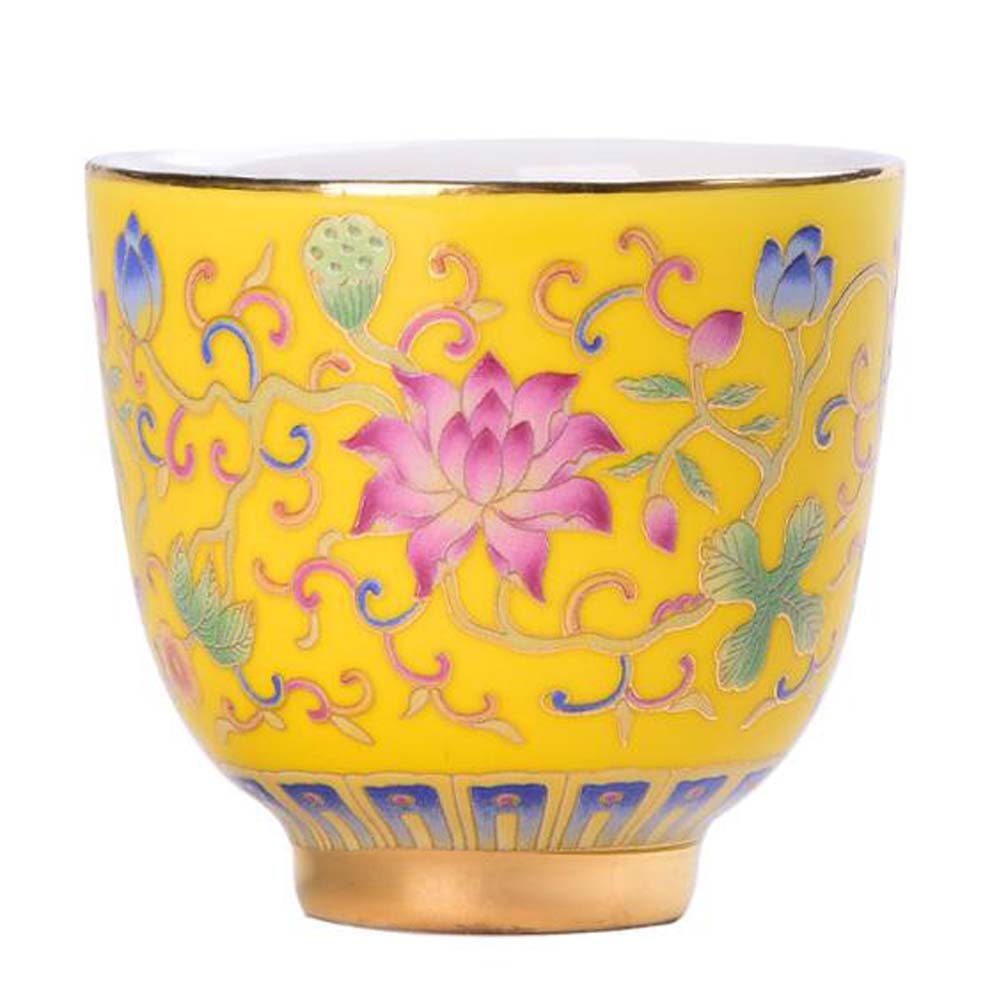 Picture of Panda Superstore PF-HOM367125011-DORIS02097-RP 2.5 oz Yellow Handmade Enamel Painted Porcelain Kungfu Chinese Japanese Wine & Tea Cup