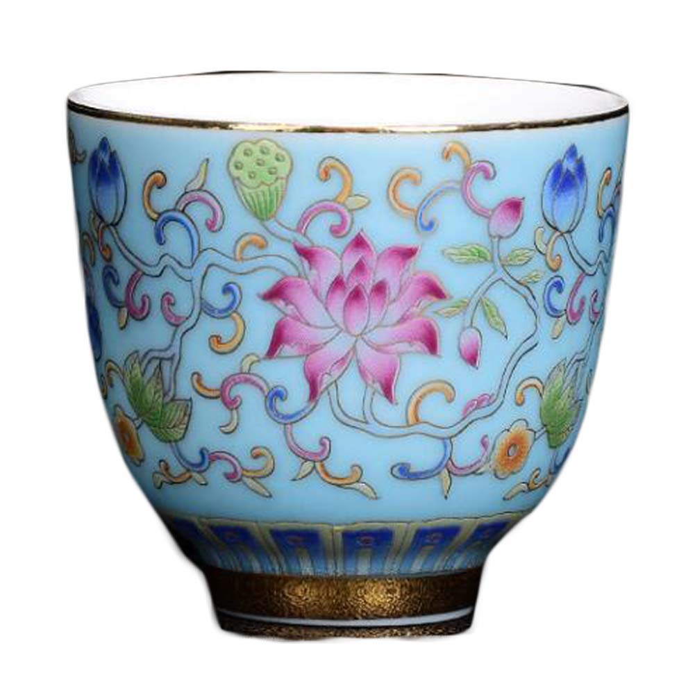 Picture of Panda Superstore PF-HOM367125011-DORIS02098-RP 2.5 oz Blue Handmade Enamel Painted Porcelain Kungfu Chinese Japanese Wine & Tea Cup