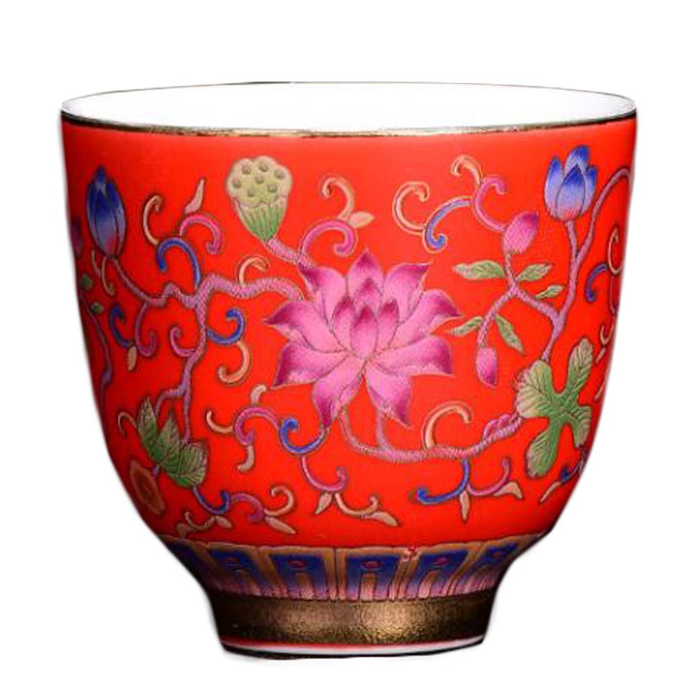 Picture of Panda Superstore PF-HOM367125011-DORIS02100-RP 2.5 oz Red Handmade Enamel Painted Porcelain Kungfu Chinese Wine & Tea Cup
