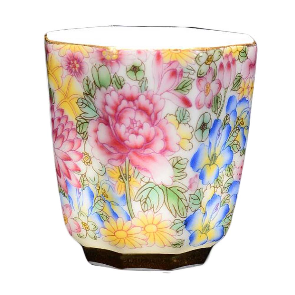 Picture of Panda Superstore PF-HOM367125011-DORIS02104-RP 2.2 oz Multi Color Flower Octagon Handmade Ceramic Kungfu Chinese Tea Cup