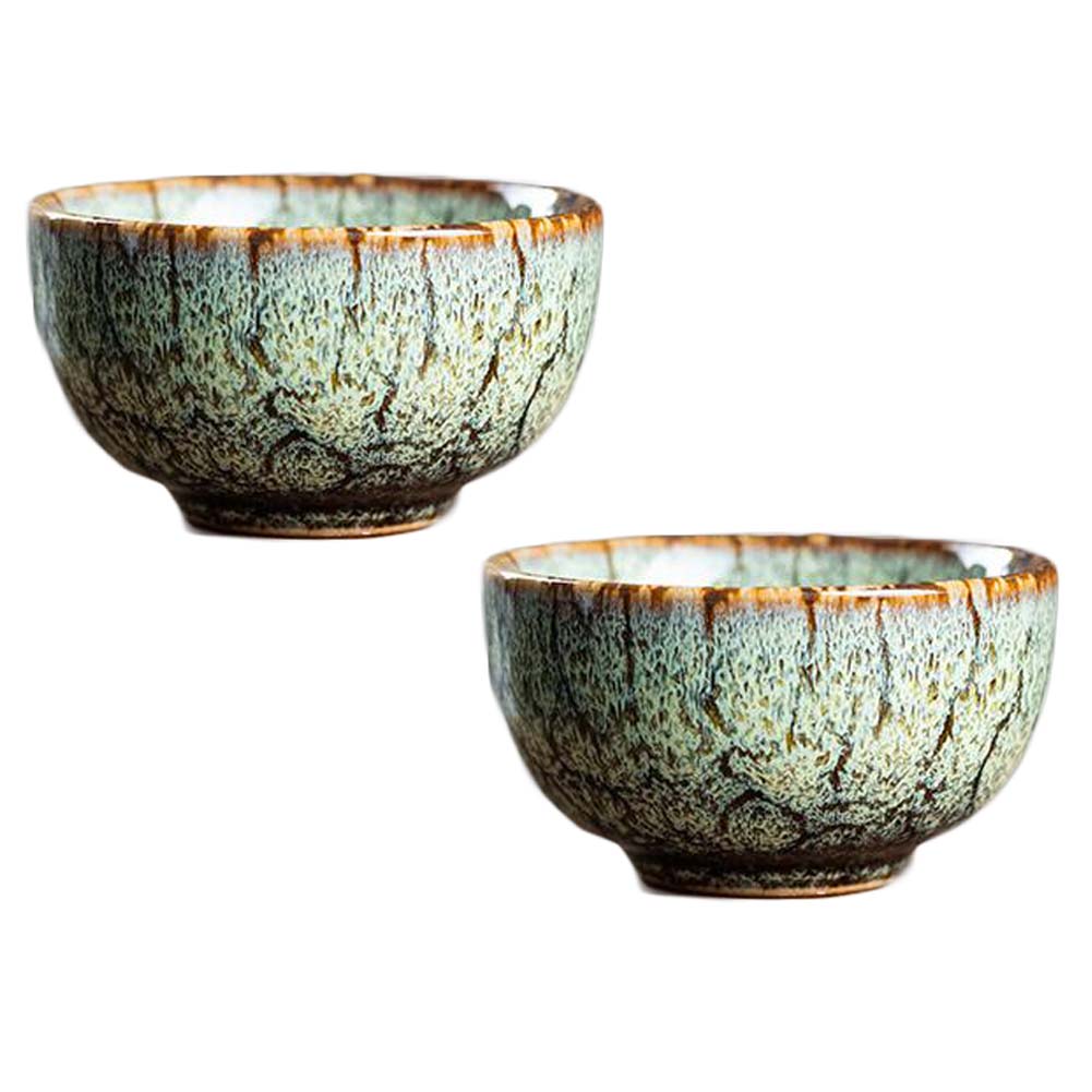Picture of Panda Superstore PF-HOM367125011-DORIS02106-RP 2.3 oz Chinese Kungfu Handmade Porcelain Japanese Wine & Tea Cups Bowl, Green - 2 Piece