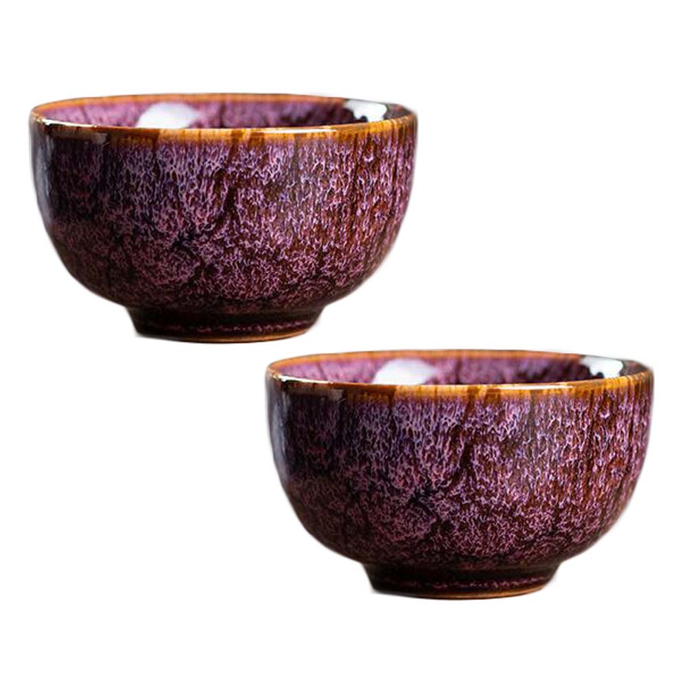 Picture of Panda Superstore PF-HOM367125011-DORIS02109-RP 2.3 oz Chinese Kungfu Handmade Porcelain Japanese Wine & Tea Cups Bowl, Purple - 2 Piece