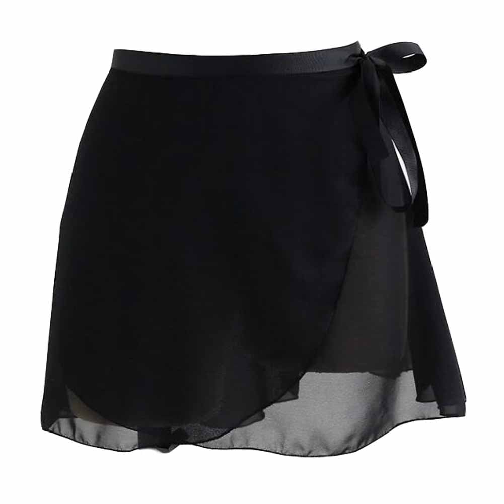 Womens Chiffon Uniforms Wrap Ballet Skirt, Black - 38 cm