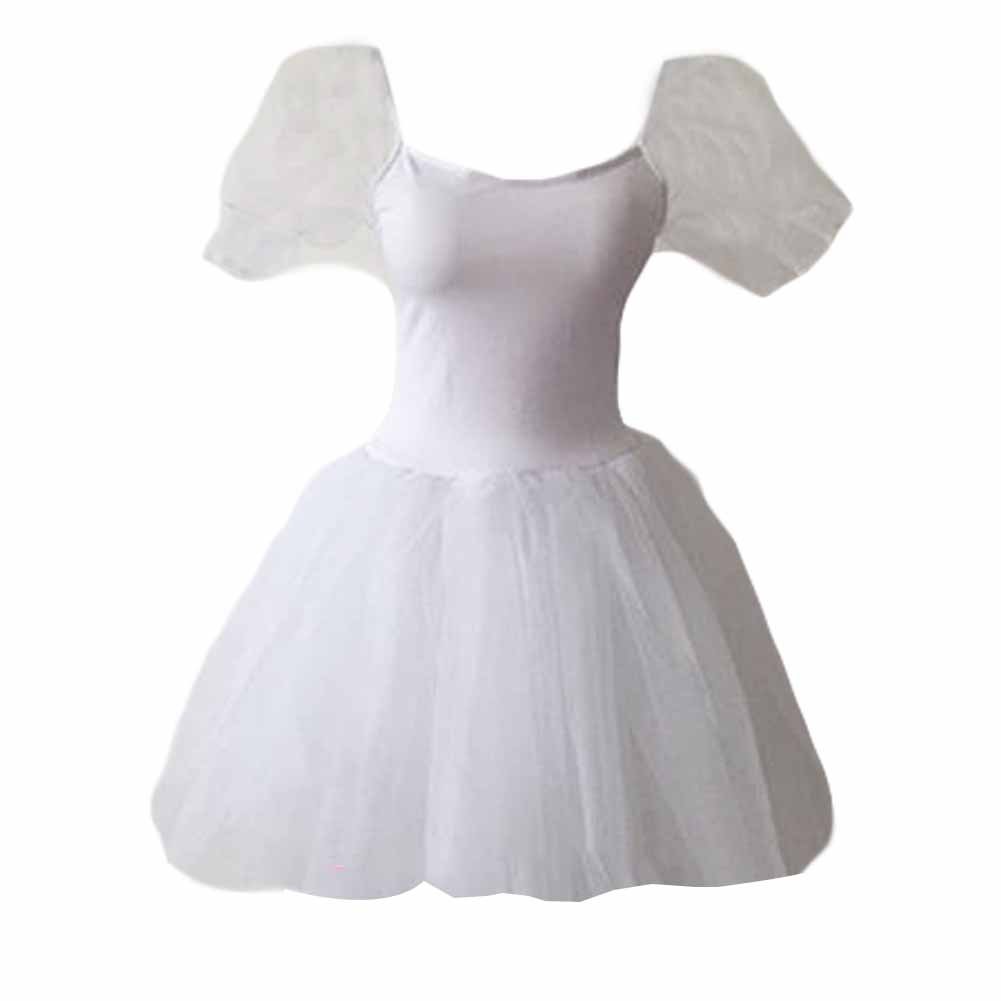 PL-SPO2515164011-DORIS00875-RP Womens Puff Sleeve Ballet Short Dress Tutu Bubble Fairy Skirt, White -  Panda Superstore