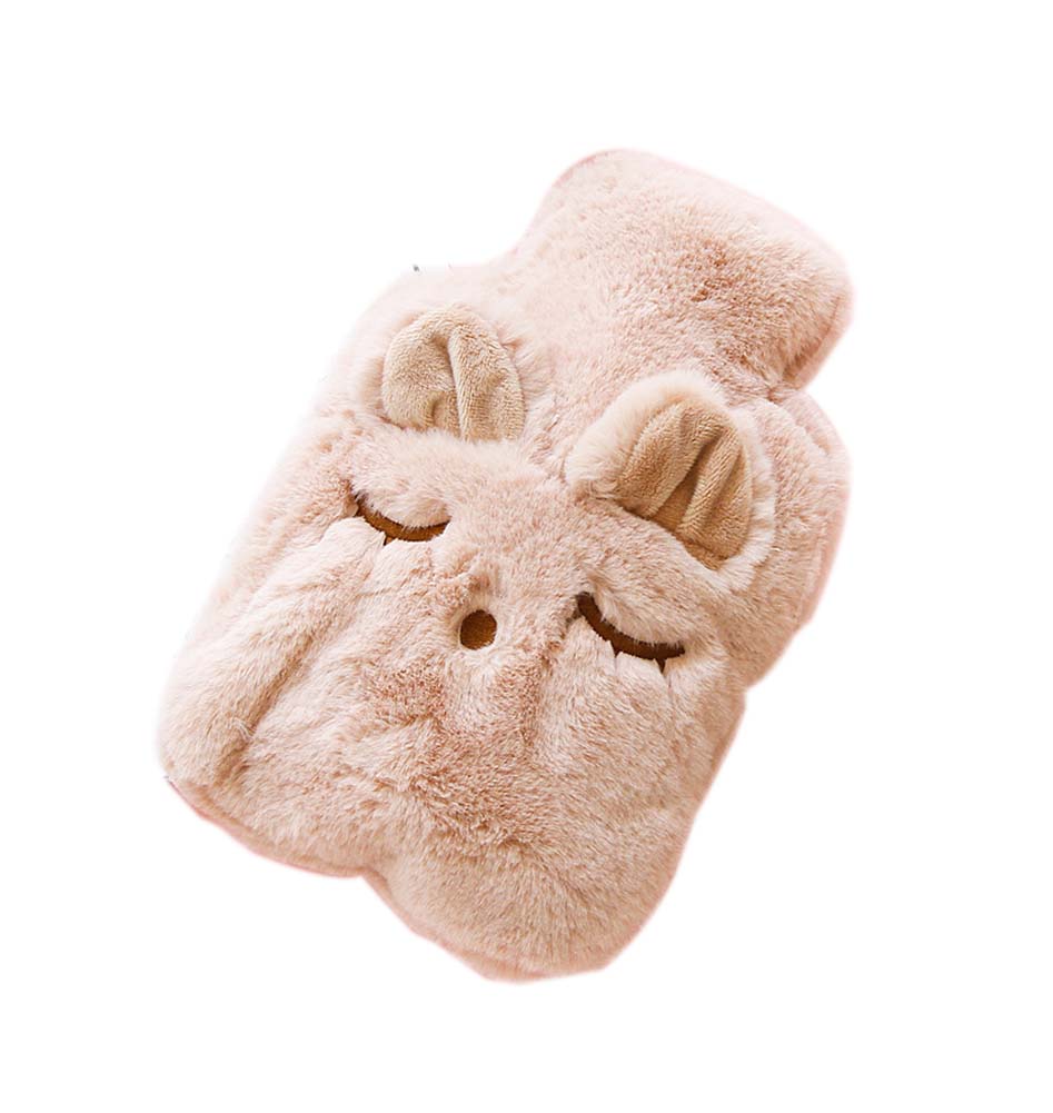 Rabbit Cute Portable Hot Water Bottle with Comfortable Flannel Cover, 20 x 14 cm