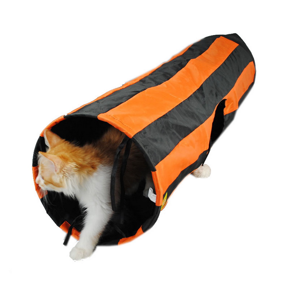 Picture of Panda Superstore PS-PET2975246011-YOUNG01029 Funny Orange Strip Cats Tunnel Foldable Tent&#44; Multi Color