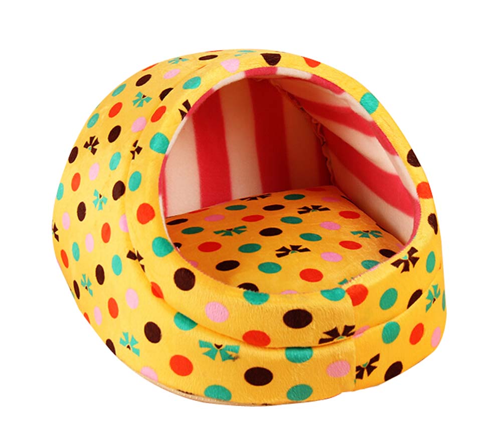 Picture of Panda Superstore PS-PET2975337011-YOUNG01040 Yellow Polka Dot Puppy Bed Small Egg-Shaped Cat & Dog House
