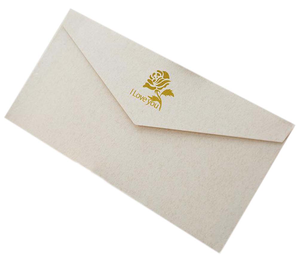 PS-OFF490804011-YAN01692 Retro Style Invitation Envelopes Bronzing Printing Greetings Cards, Beige - 20 Piece