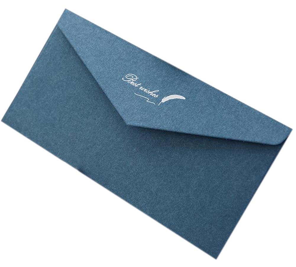 PS-OFF490804011-YAN01693 Retro Style Invitation Envelopes Bronzing Printing Greetings Cards, Blue - 20 Piece