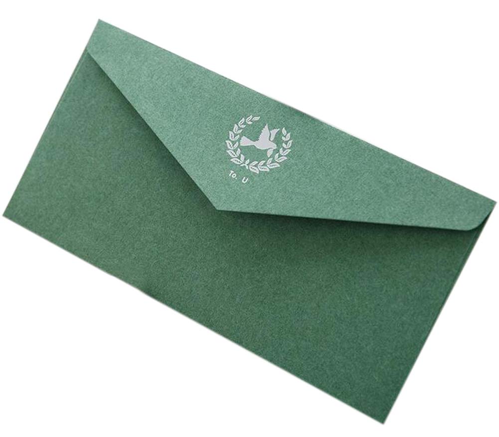 PS-OFF490804011-YAN01694 Retro Style Invitation Envelopes Bronzing Printing Greetings Cards, Green - 20 Piece