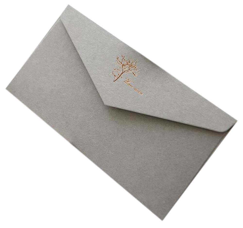 PS-OFF490804011-YAN01697 Retro Style Invitation Envelopes Bronzing Printing Greetings Cards, Gray - 20 Piece
