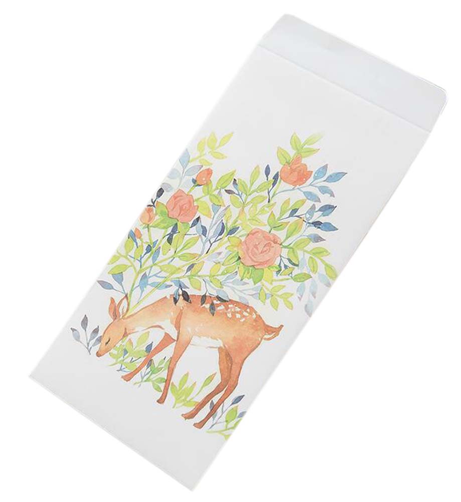 PS-OFF490804011-YAN01702 Japanese Style Invitation Envelopes Artistic Deer Greetings Cards, Green - 30 Piece
