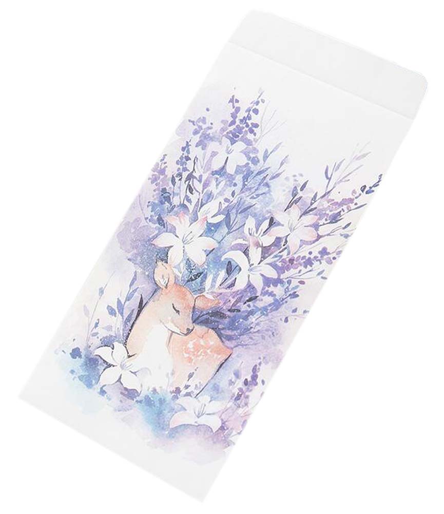 PS-OFF490804011-YAN01709 Japanese Style Invitation Envelopes Artistic Deer Greetings Cards, Purple - 30 Piece