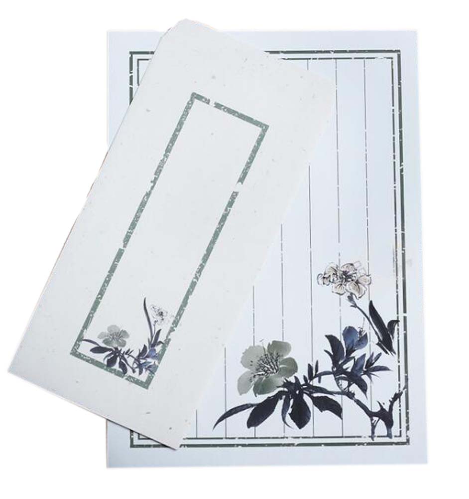 PS-OFF490804011-YAN01893 Mist Chinese Style Vintage Envelope Set Poetic Writing Paper Greeting Cards, Set of 10