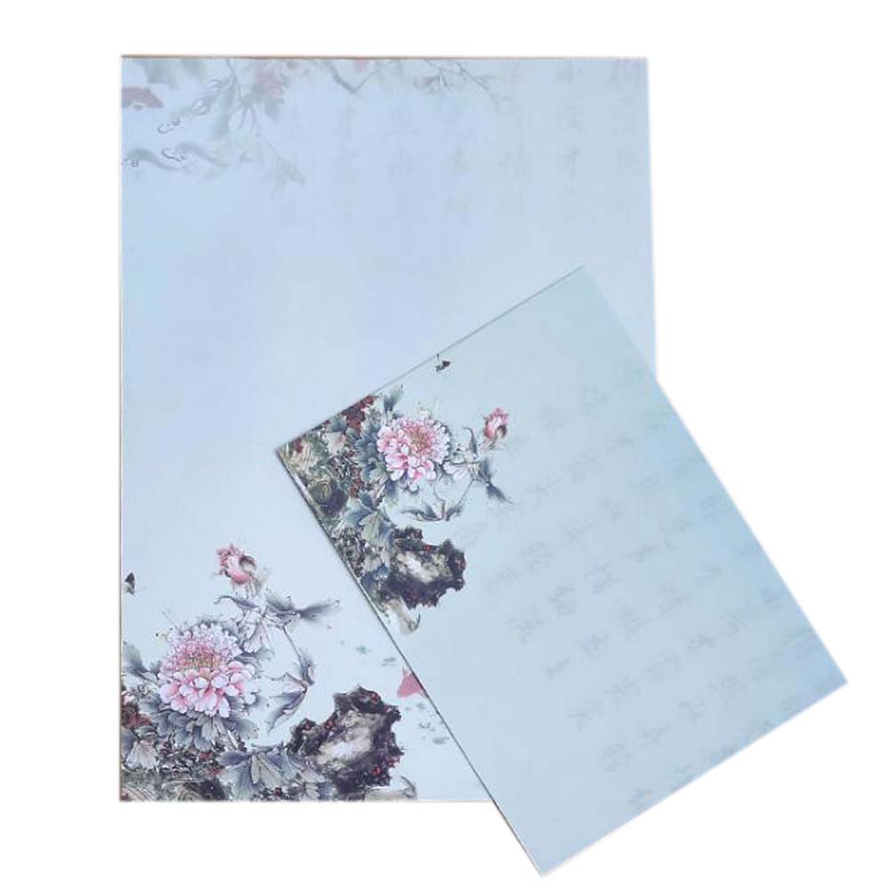 PS-OFF490804011-YAN01900 Chinese Style Beautiful Antiquity Envelope Set Writing Paper Greeting Cards, Peony - Set of 10