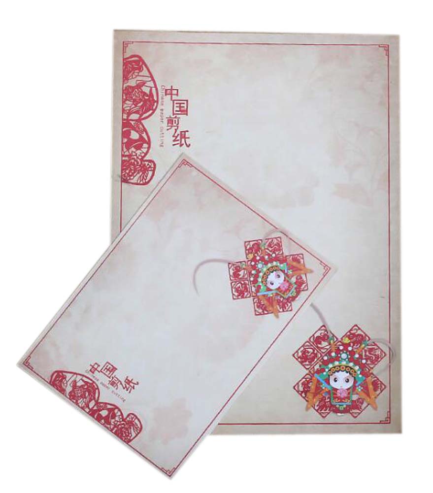 PS-OFF490804011-YAN01901 Chinese Style Beautiful Antiquity Envelope Set Writing Paper Greeting Cards, Paper Cut - Set of 10