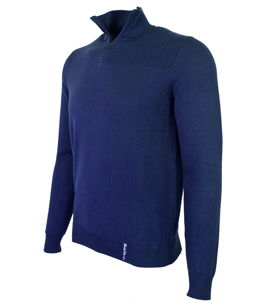 KNHZIP001-NY-M Skipper Quarter Zip Knit Shirt, Navy - Medium