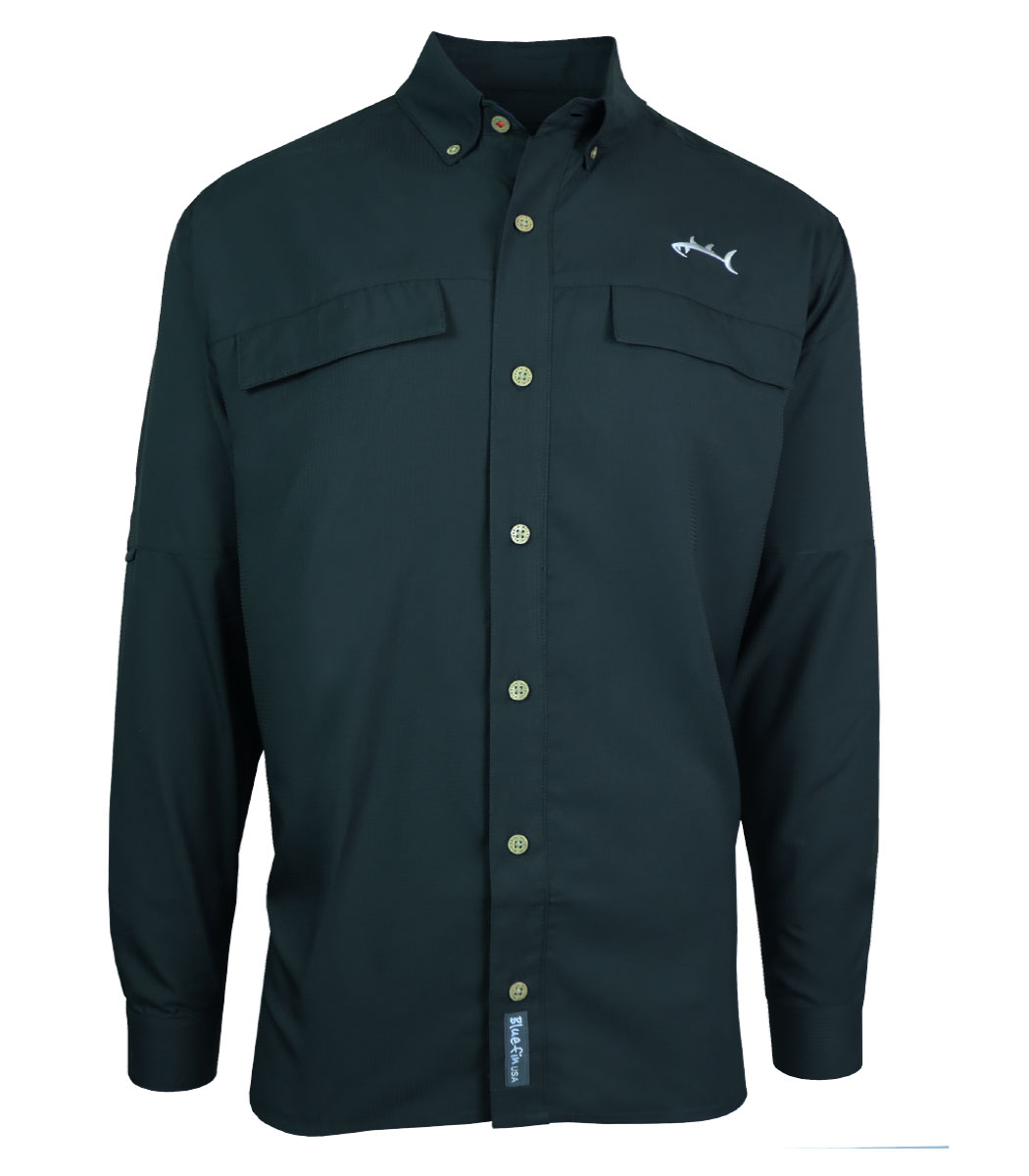 PFSOLID002-BK-S Long Sleeve Performance Solid Sport Shirt, Black - Small