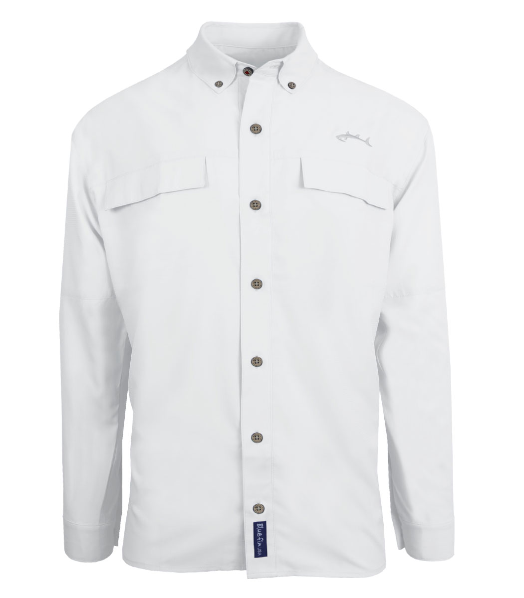 PFSOLID002-WT-2X Long Sleeve Performance Solid Sport Shirt, White - 2XL