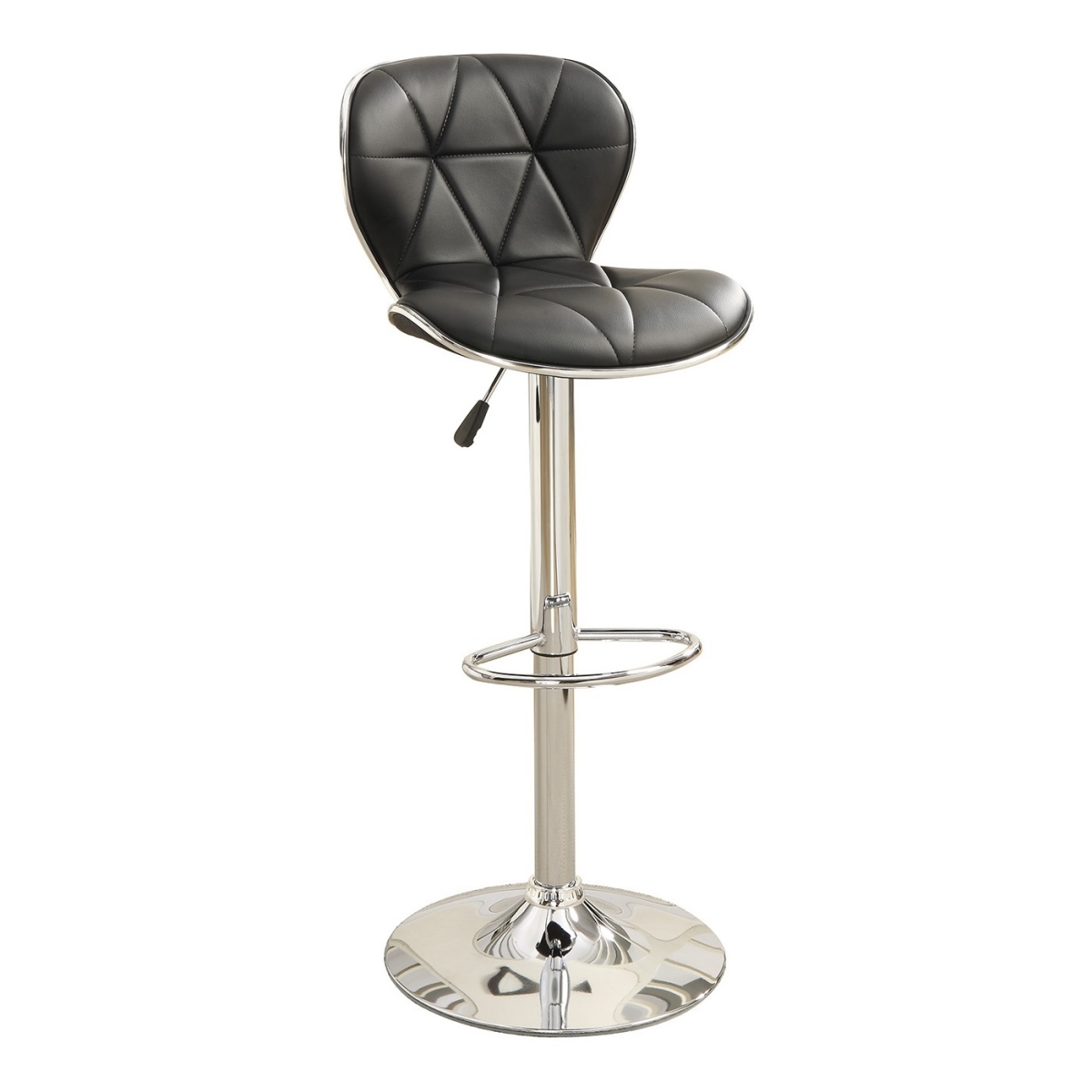 F1550  Adjustable Height & Swivel Barstool in Black Faux Leather (Set of 2) -  Poundex