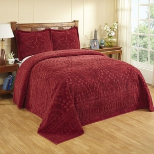 Picture of Better Trends SHR2626WH Rio Collection Floral Design Cotton Tufted Bedspread, White - Euro Sham