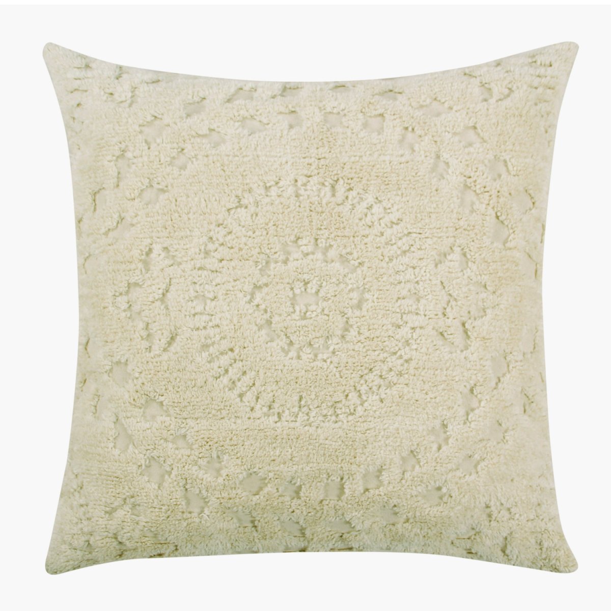 SHR2626NA Rio Medallion Chenille Sham, Ivory - Euro Size -  Better Trends