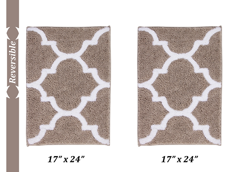 BAMA2PC1724BE  Marrakesh Collection 100% Polyester  2 Piece Set (17' x 24' | 17' x 24') Bath Rug Set in Beige -  Better Trends