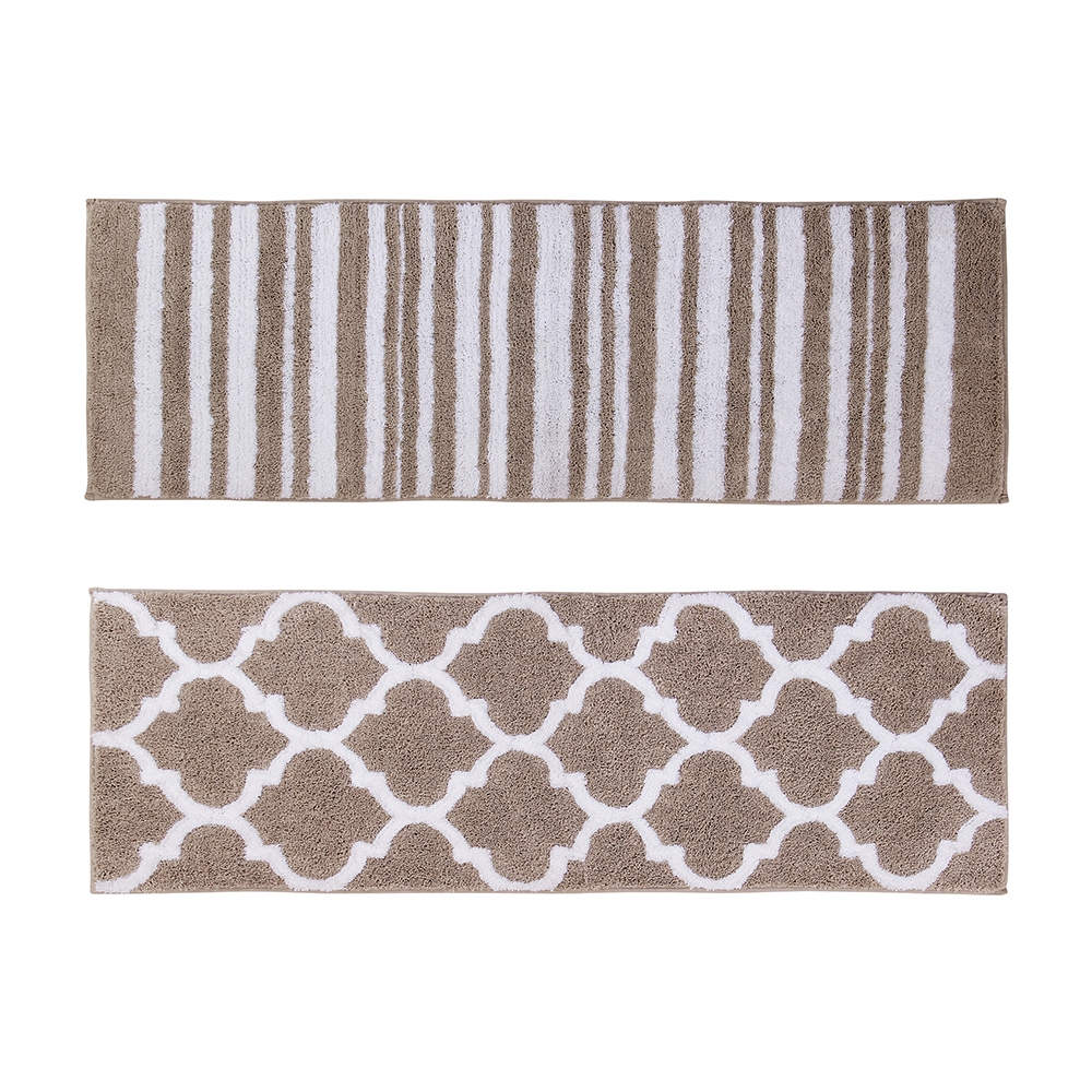 BAMA2060BE  Marrakesh Collection 100% Polyester  20' x 60' Runner Bath Rug in Beige -  Better Trends