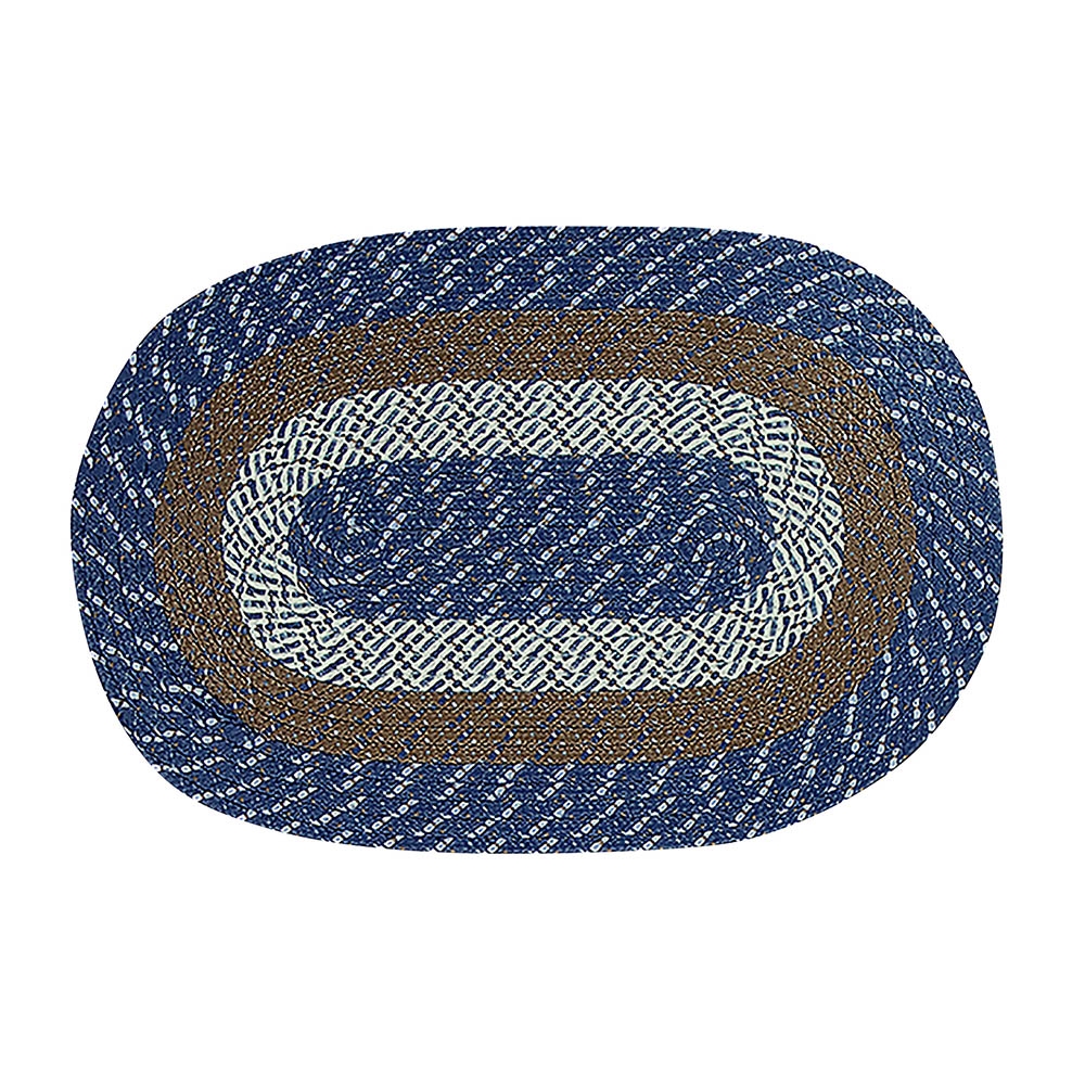 Picture of Better Trends BRCB2030CMS Better Trends Country Stripe Collection 100% Polypropylene 20&apos; x 30&apos; Oval Braided Rug in Chambray