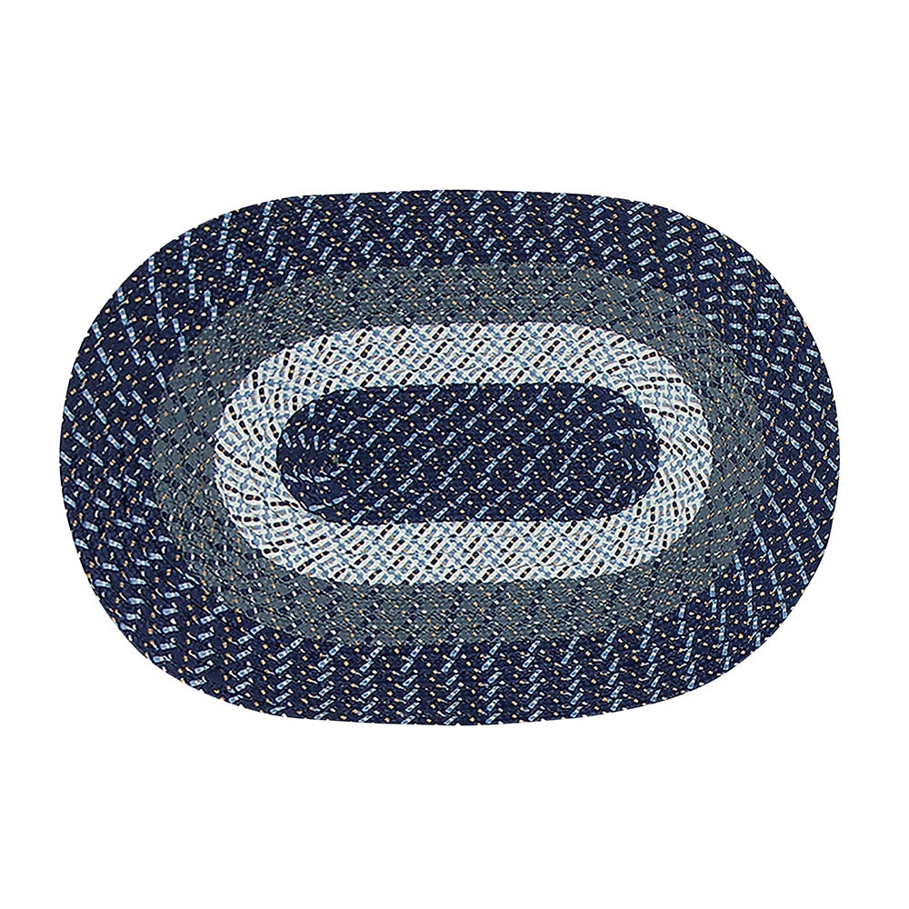 Picture of Better Trends BRCB2030DBLS Better Trends Country Stripe Collection 100% Polypropylene 20&apos; x 30&apos; Oval Braided Rug in Dark Blue