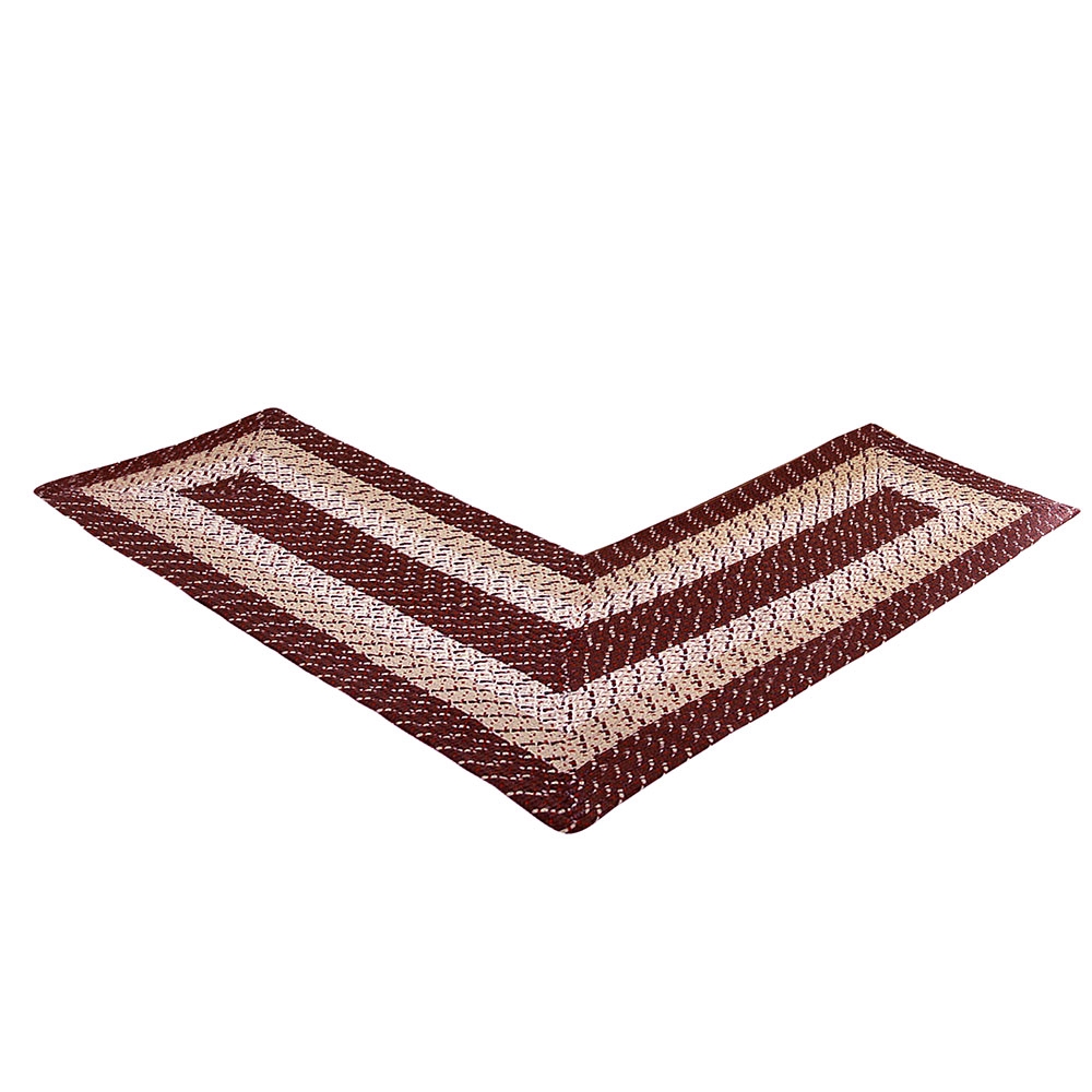Picture of Better Trends BRCB244848BUS Better Trends Country Stripe Collection 100% Polypropylene 24&apos; x 48&apos; x 48&apos; L-Shape Braided Rug in Burgundy