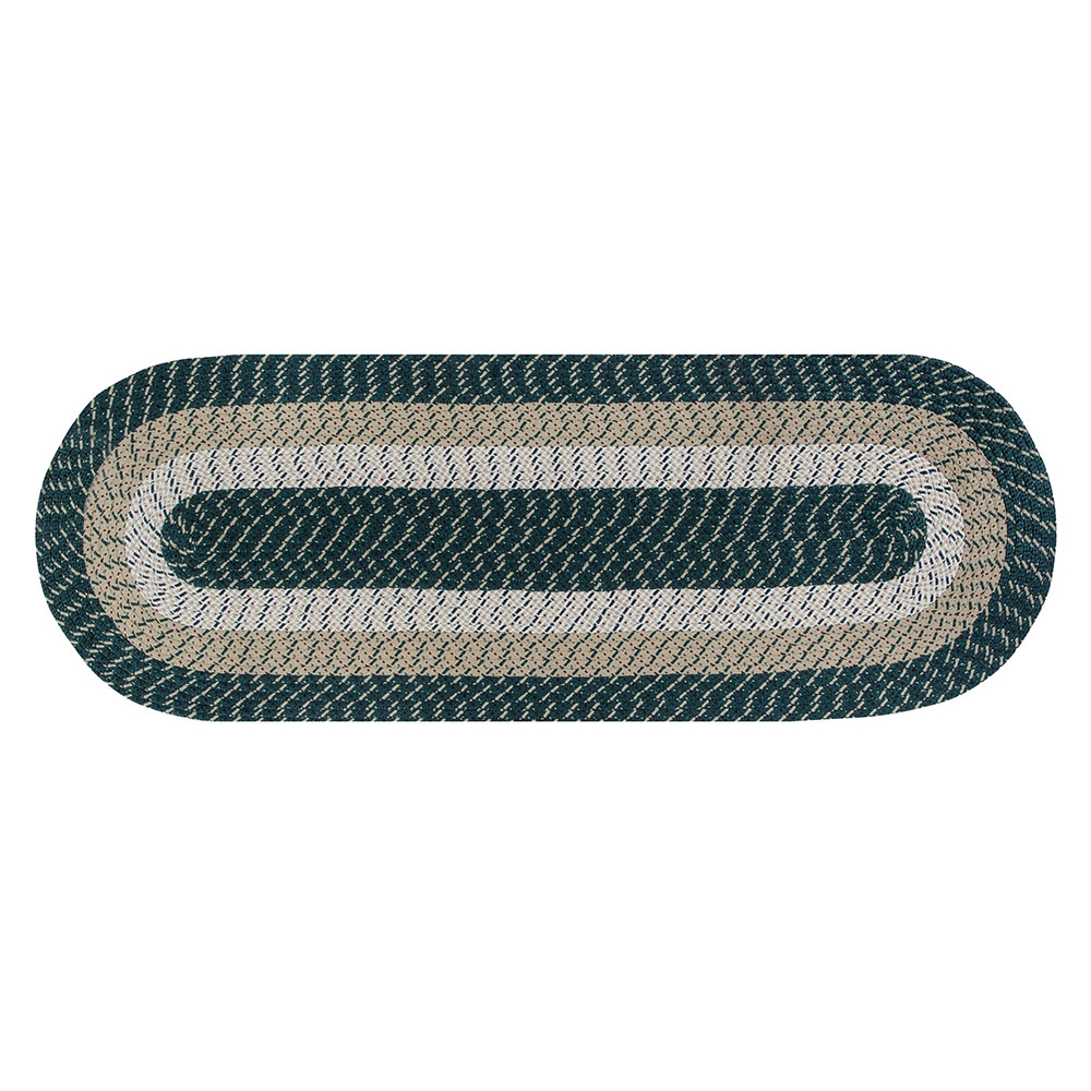 Picture of Better Trends BRCB24108HUS Better Trends Country Stripe Collection 100% Polypropylene 24&apos; x 108&apos; Runner Braided Rug in Hunter