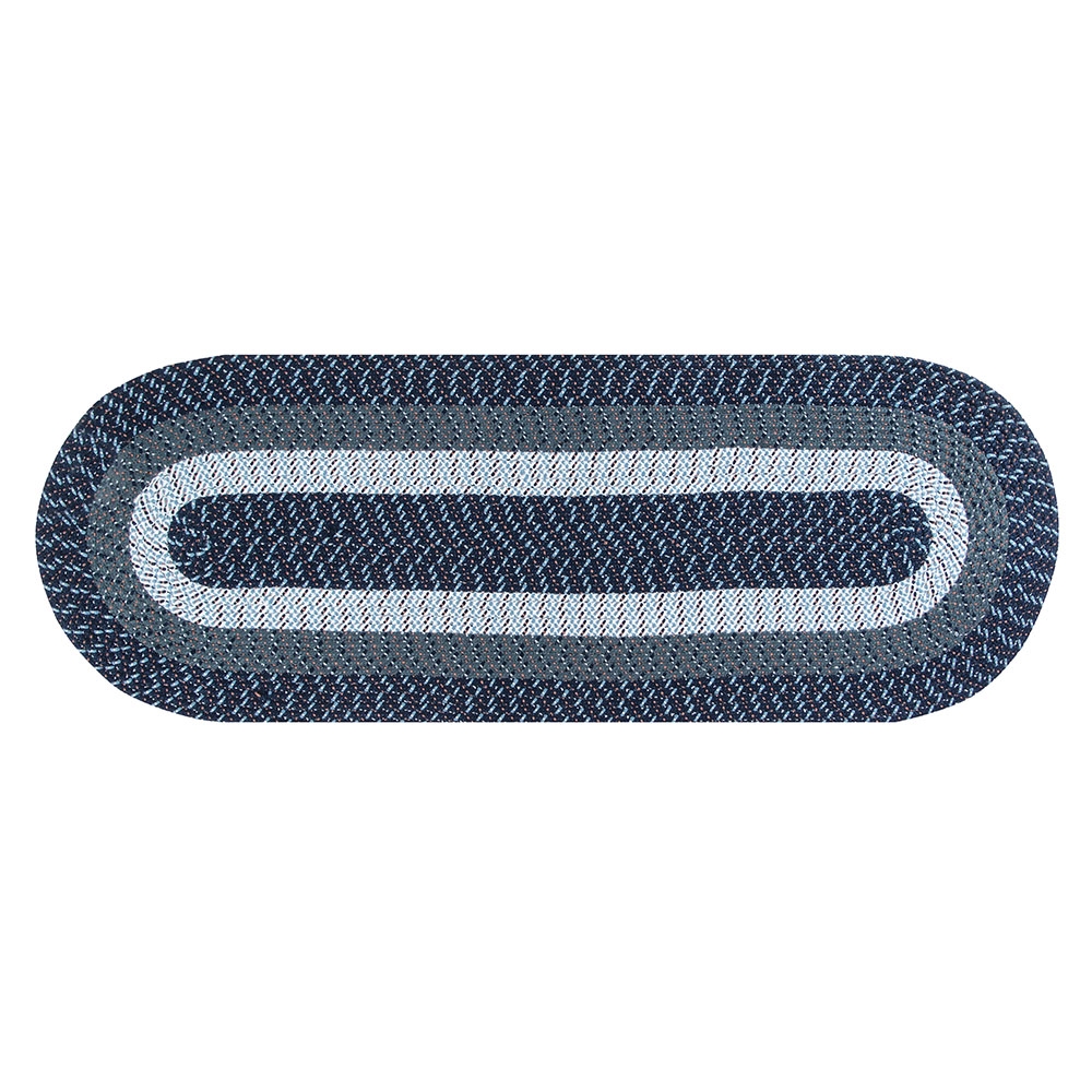 Picture of Better Trends BRCB24108DBLS Better Trends Country Stripe Collection 100% Polypropylene 24&apos; x 108&apos; Runner Braided Rug in Dark Blue