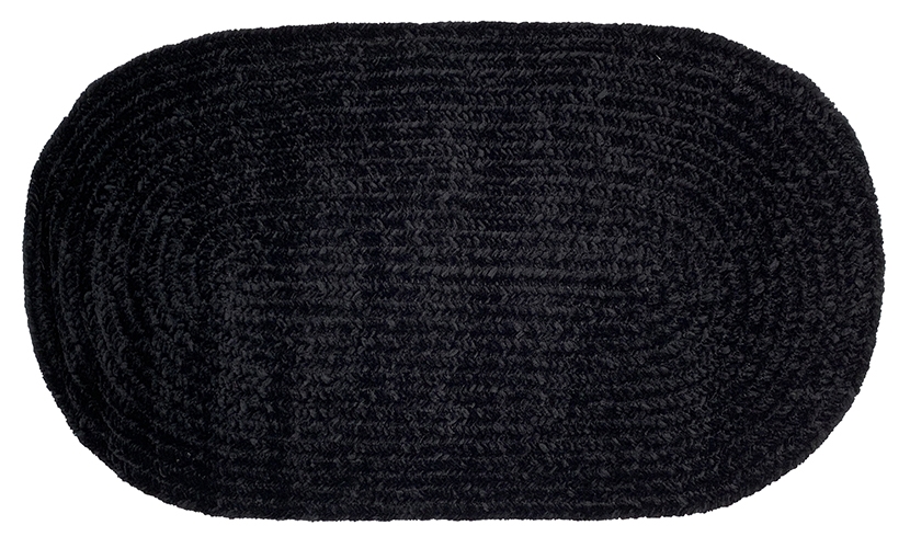 Picture of Better Trends BRCR2240BLK Better Trends Chenille Solid Collection 100% Polyester 22&apos; x 40&apos; Oval Braided Rug in Black