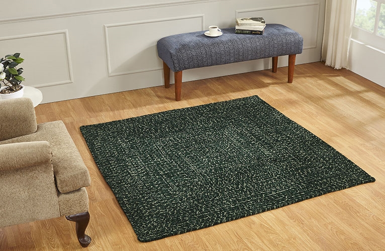 Picture of Better Trends BRCR66EMDL Better Trends Chenille Tweed Collection 100% Polyester 72&apos; Square Braided Rug in Diluth & Emerald
