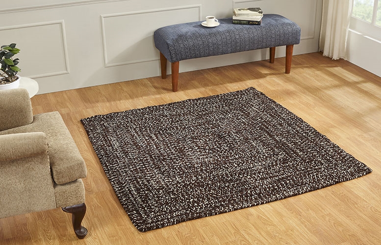 Picture of Better Trends BRCR66DOCN Better Trends Chenille Tweed Collection 100% Polyester 72&apos; Square Braided Rug in Dove & Chestnut