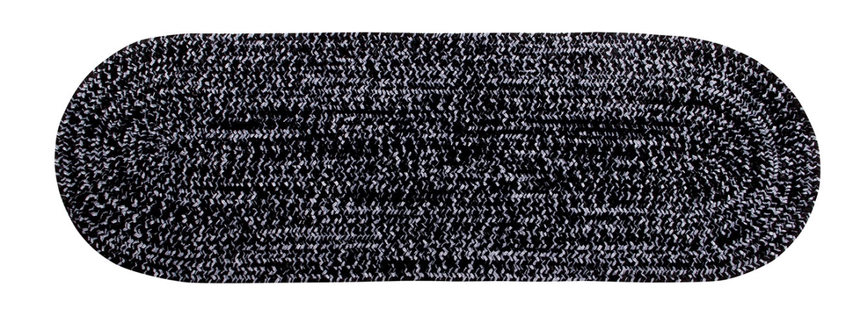 Picture of Better Trends BRCR29BLGRY Better Trends Chenille Tweed Collection 100% Polyester 24&apos; x 108&apos; Runner Braided Rug in Black & Gray