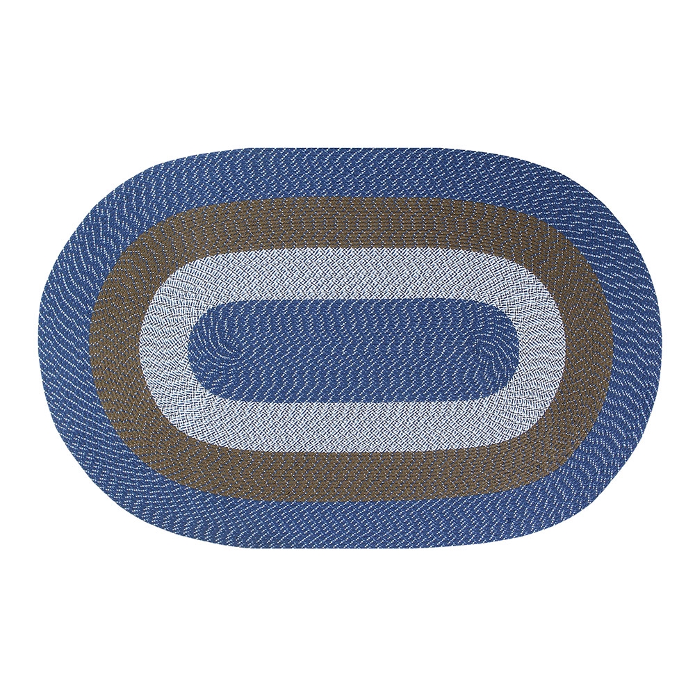 Picture of Better Trends BRCB96132CMS Better Trends Country Stripe Collection 100% Polypropylene 96&apos; x 132&apos; Oval Braided Rug in Chambray