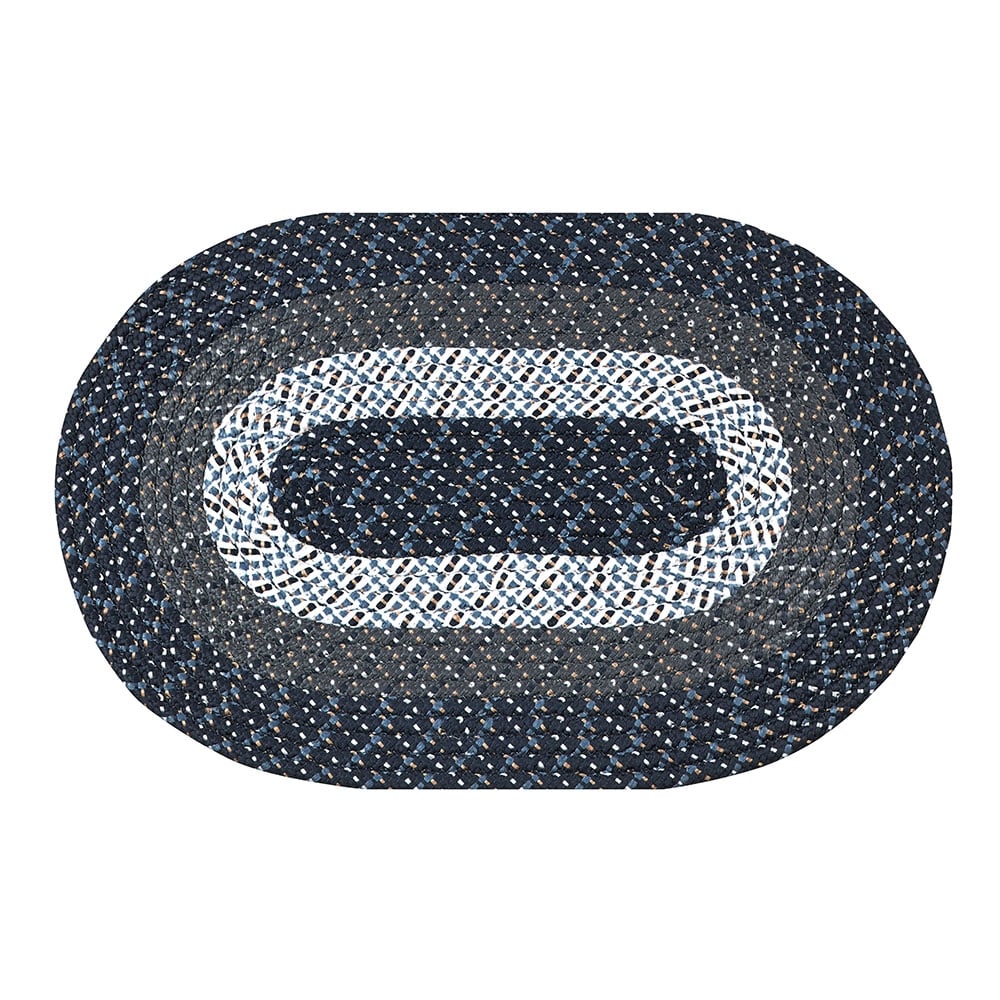Picture of Better Trends BRCB4266DBLS Better Trends Country Stripe Collection 100% Polypropylene 42&apos; x 66&apos; Oval Braided Rug in Dark Blue