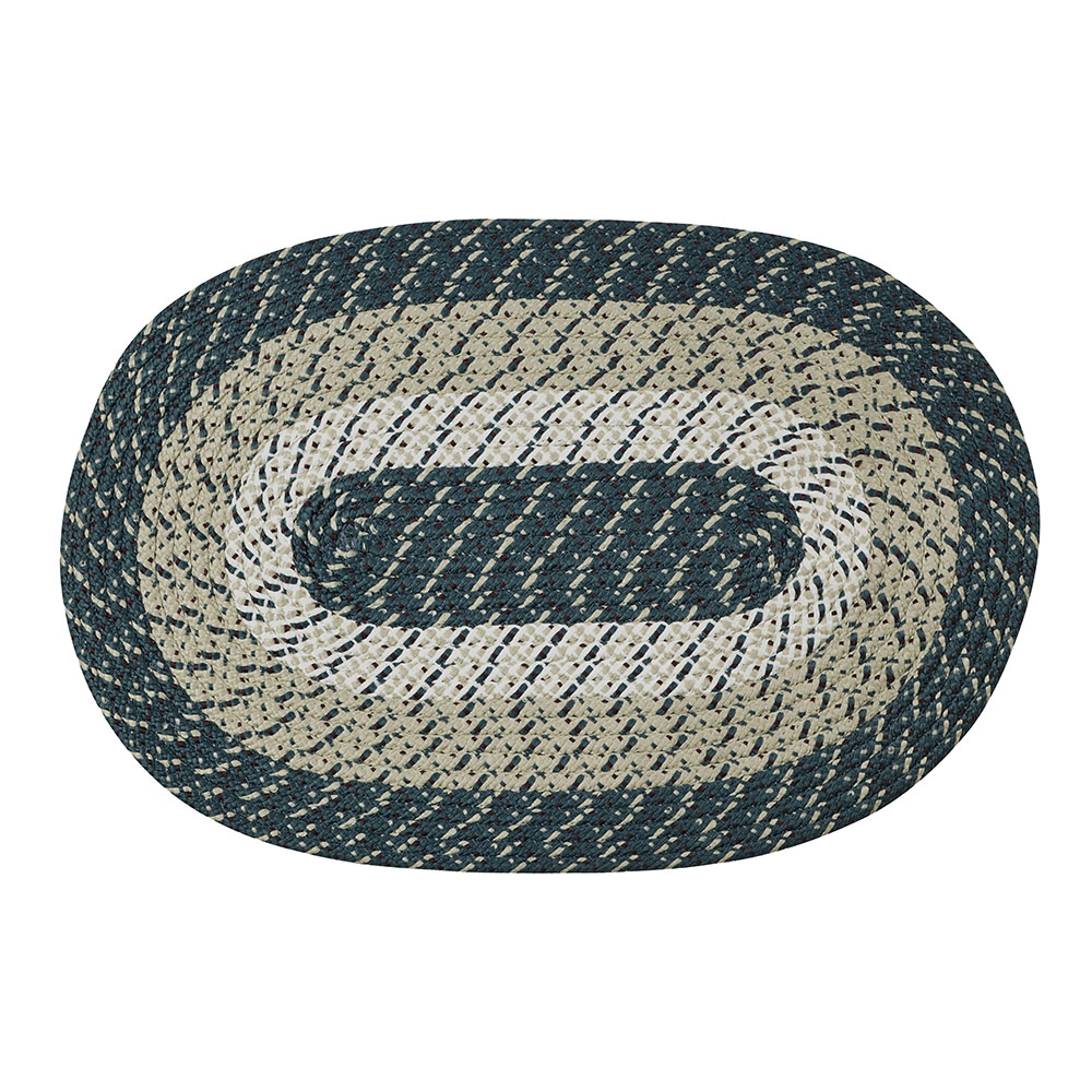 Picture of Better Trends BRCB3050HUS Better Trends Country Stripe Collection 100% Polypropylene 30&apos; x 50&apos; Oval Braided Rug in Hunter