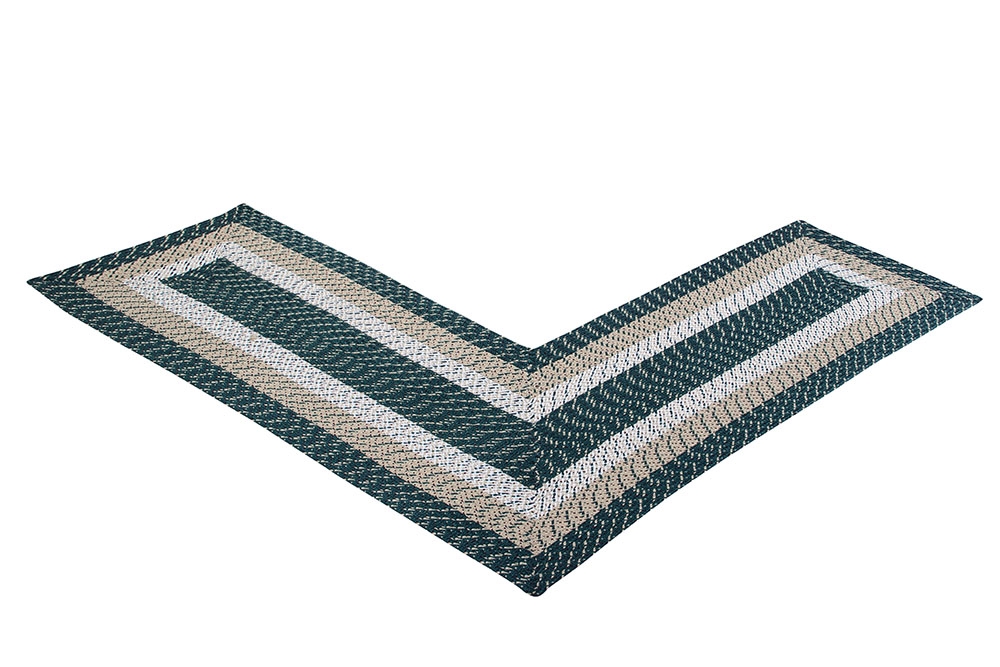 Picture of Better Trends BRCB246868HUS Better Trends Country Stripe Collection 100% Polypropylene 24&apos; x 68&apos; x 68&apos; L-Shape Braided Rug in Hunter